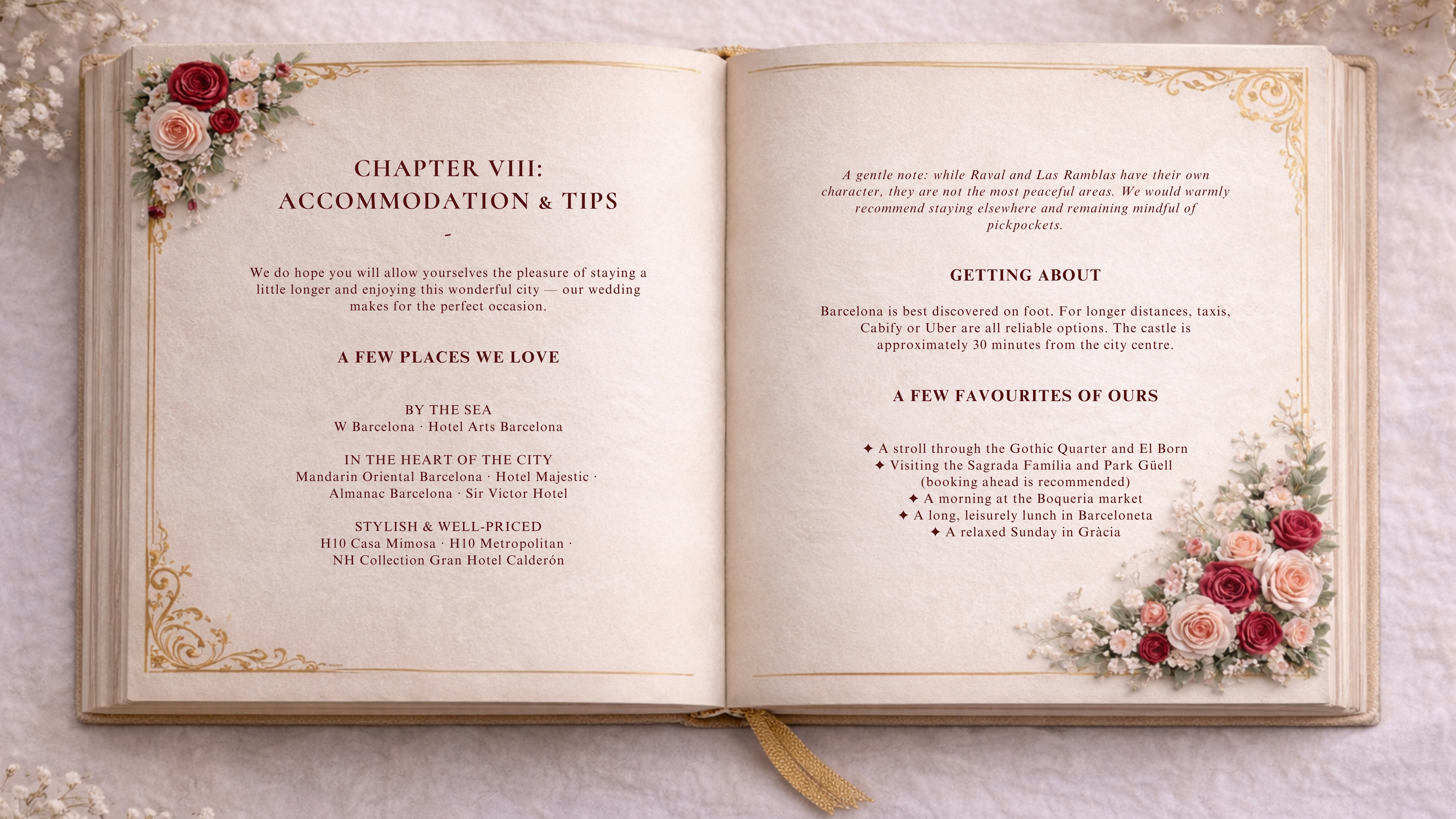 Chapter VIII — Accommodation & Tips